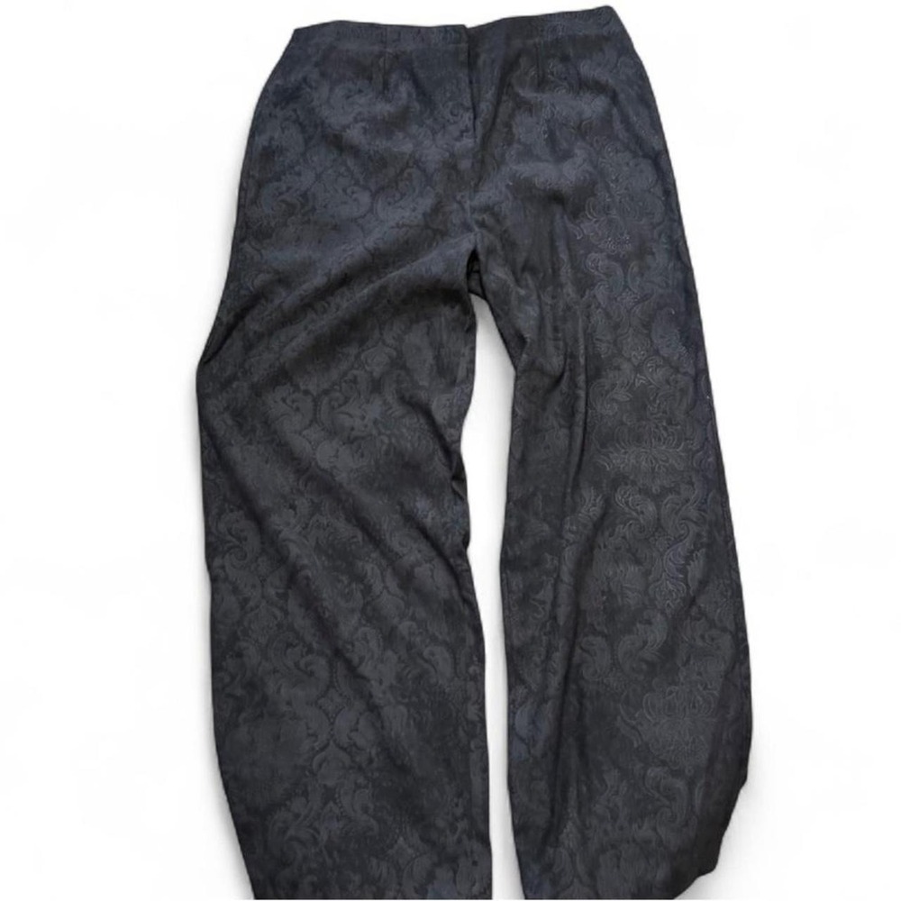 Vintage 90s Coldwater Creek Black Jacquard Wide Leg Pants, Women's Size 18